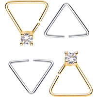 20G 3/8 Clear Gem Multi Triangle Seamless Ring Set