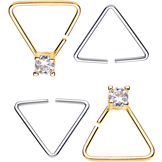 20G 3/8 Clear Gem Multi Triangle Seamless Ring Set