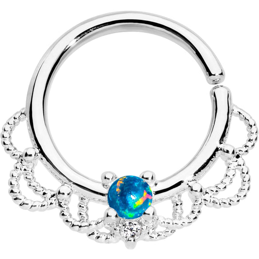 16G 5/16 Green Faux Opal Platinum Plated Seamless Circular Ring