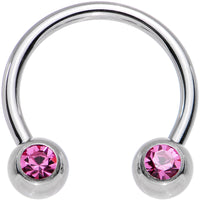 16G 3/8 4mm Pink Gem Horseshoe Circular Barbell