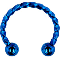 16G 3/8 Blue Seriously Twisted Horseshoe Circular Barbell