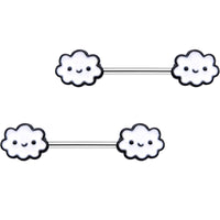 14G 9/16 Fluffy Little Clouds Barbell Nipple Ring Set