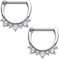 14G 1/2 Clear Gem Septet Nipple Clicker Set