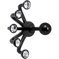 16G 1/4 Clear Gem Black Anodized Glam Fan Cuff Cartilage Earring