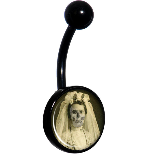 Skeleton Bride Halloween Black Belly Ring