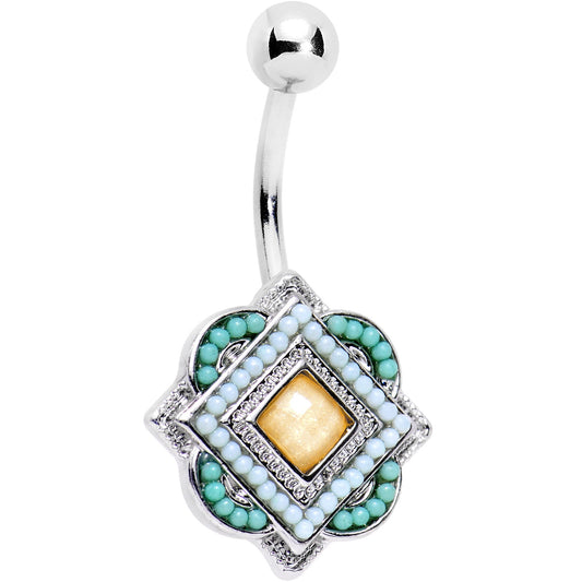 Yellow Gem Aqua Pink Baby Blue Orb Easter Sunday Belly Ring