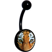 Full Color Tiger Eyes Black Belly Ring