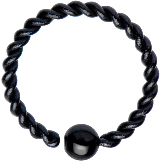 16G 3/8" Black IP So Twisted Captive Style Seamless Ring