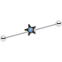14G Southwestern Blue Orb Starfish Industrial Barbell 1 1/2