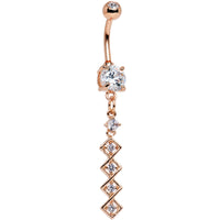 Clear Gem Rose Gold Anodized Square Coil Dangle Belly Ring