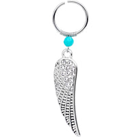 16G 1/4 Clear Gem Feathered Wing Dangle Circular Hoop