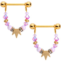 Handmade Crown Dangle Nipple Ring Created with Crystals