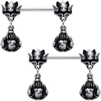 Inner Strength Buddha and Lotus Flower Barbell Dangle Nipple Ring Set