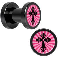 Pink Black Radiant Cross Black Anodized Screw Fit Plug Set 4G