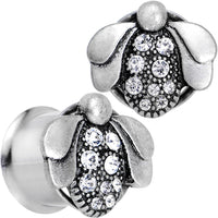 9/16 Clear Gem Steel Allow Me Ladybug Double Flare Tunnel Plug Set