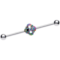 Clear Gem Iridescent Rainbow Industrial Barbell 38mm