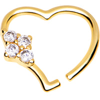 3/8 Clear CZ Gem Gold Plated Free Heart Right Daith Cartilage Tragus