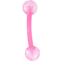 16G 5/16 Pink Glitter Burst Curved Eyebrow Ring