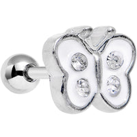 14G 1/4 Clear White Cutiepie Butterfly Tragus Cartilage Earring