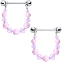 Perfectly Pink Dangle Nipple Ring Set Created with Crystals
