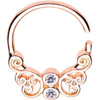 16G Clear CZ Rose Gold Plated Butterfly Swirl Circular Ring
