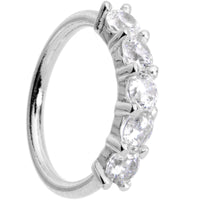 18G 1/4 Clear CZ Gem 14k White Gold Seamless Circular Ring