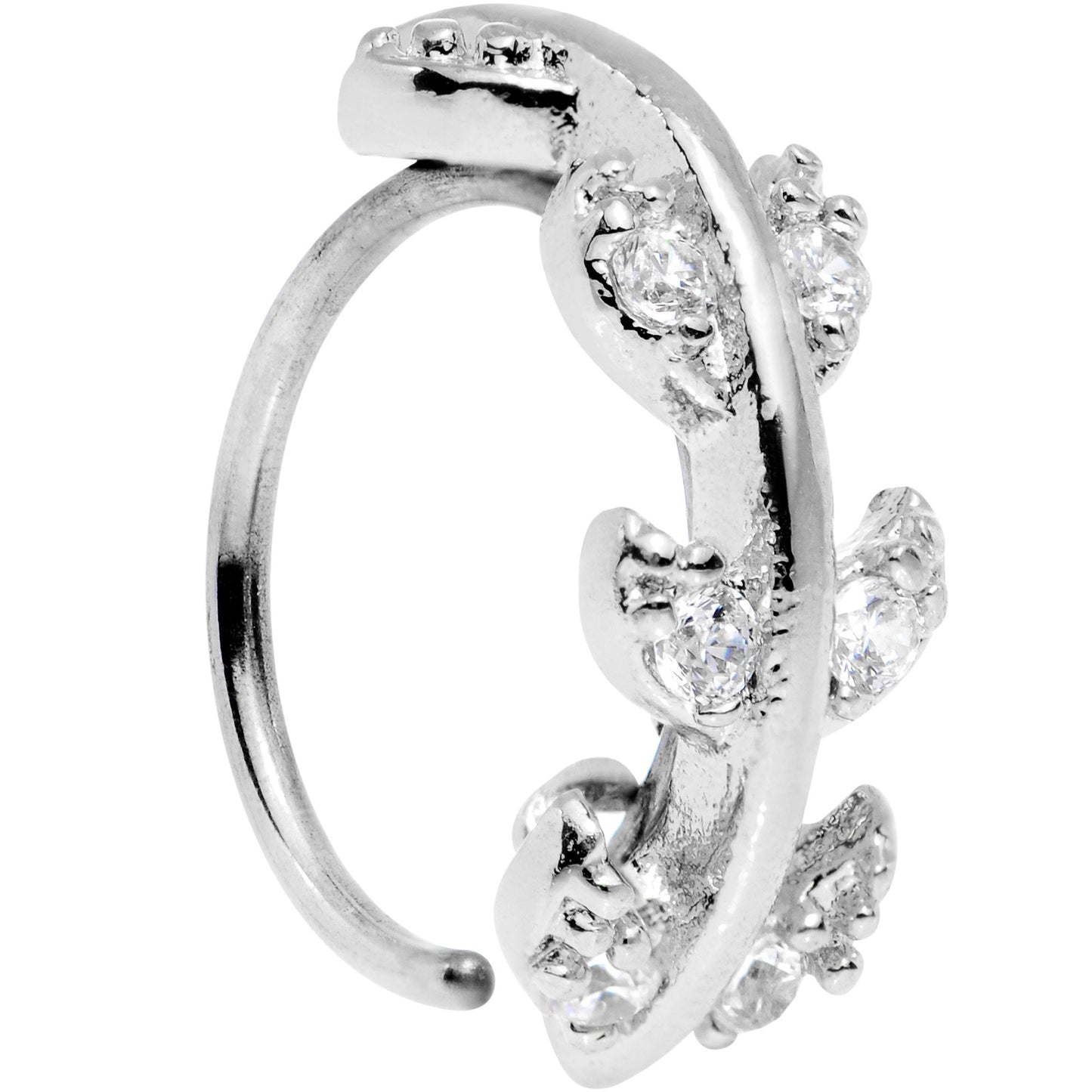 20G Clear CZ Gem Leafy Seamless Circular Ring