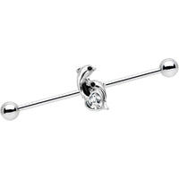 14G Clear Gem Dolphin Lovers Industrial Barbell 38mm