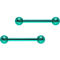 Green Color PVD Sandblasted Barbell Nipple Ring Set