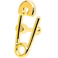16G 1/4 Gold PVD Open Safety Pin Tragus Cartilage Earring