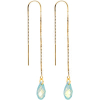 Green Gem 14K Gold Threader Earrings Created with Swarovksi Crystals