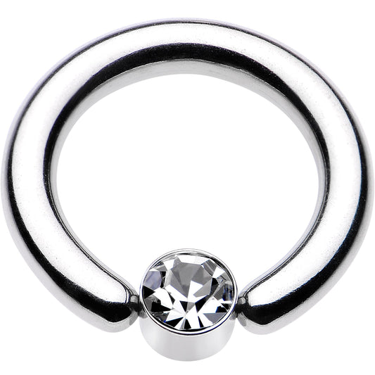 8G 1/2 Clear Gem 5mm Disc BCR Captive Ring