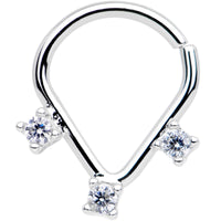 16G 5/16 Clear CZ Triplet Ellipse Seamless Septum Ring