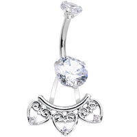 Clear Gem Enchanted Hearts Dangle Belly Ring