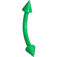 16G 3/8 Green Glow In The Dark Effect Cone Curved Eyebrow Ring