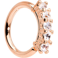 16G 5/16 Clear CZ Rose Gold IP Quintet Seamless Circular Ring