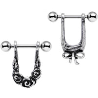 16G 3/8 Steel Beautiful Bow Flower Helix Cartilage Earring Set