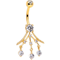 Clear Gem Gold PVD Three Segment Chandelier Belly Ring