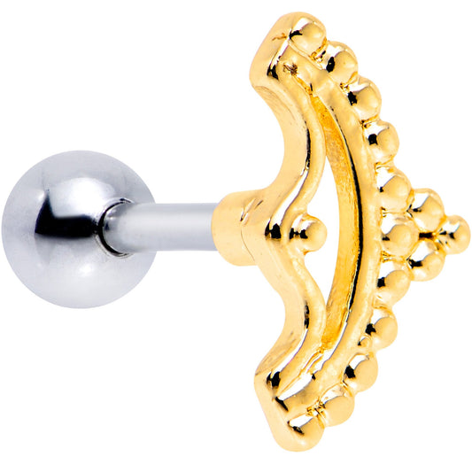 16G 1/4 Gold Tone Crescent Bow Cartilage Tragus Earring