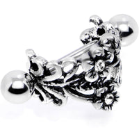 16G 1/2 Clear Gem Double Daisy Flower Cuff Cartilage Earring
