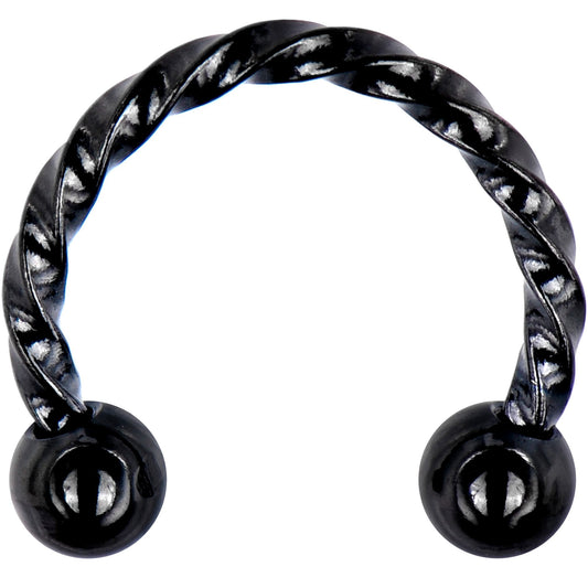 16G 5/16 Black IP Seriously Twisted Horseshoe Circular Barbell