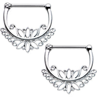 14G 1/2 Blooming Lotus Flower Nipple Clicker Set