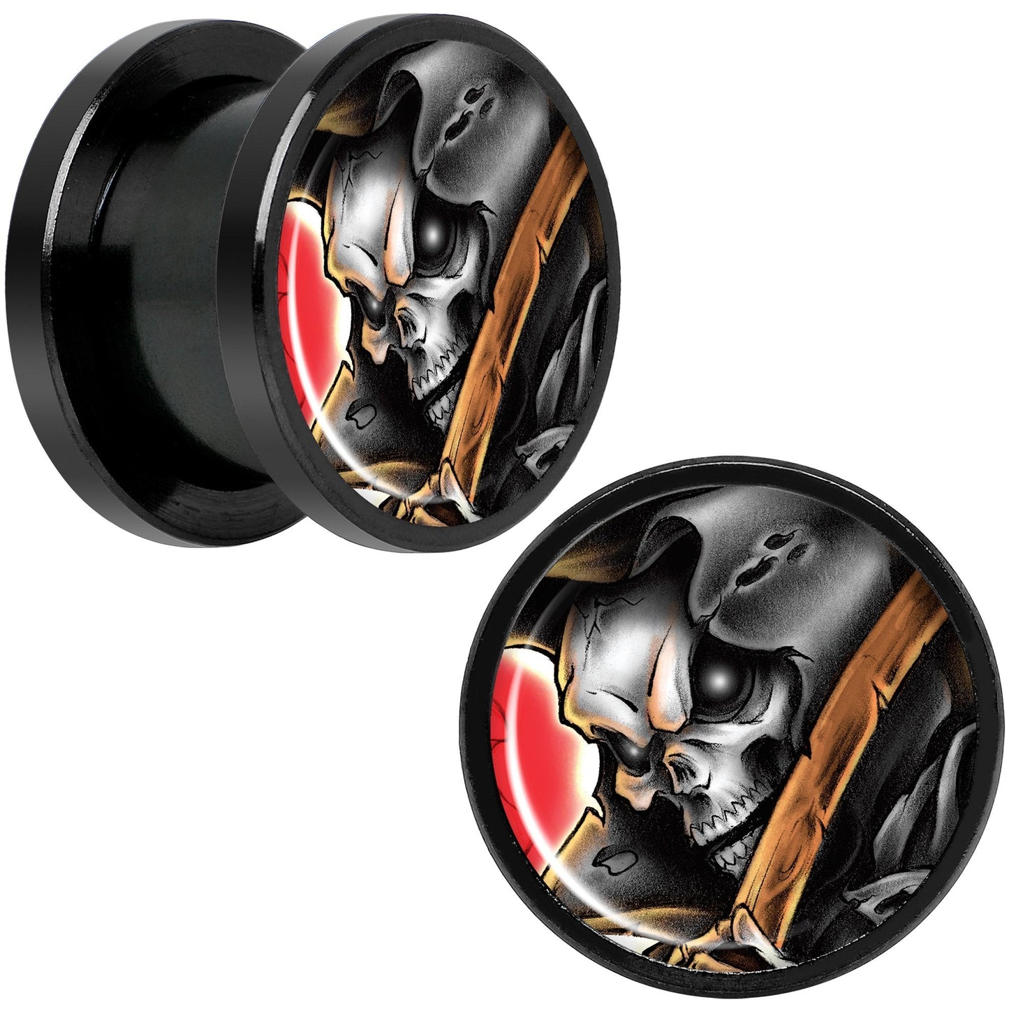 Wake the Dead Grim Reaper Halloween Black Anodized Plug Set 5mm to 16mm
