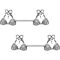 Clear Gem Summer Swimsuit Nipple Barbell Ring Set