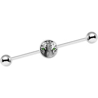 14G Black White Tiger Eyes Industrial Barbell 37mm