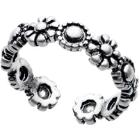 Silver Plated Flower Crown Toe Ring