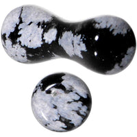 8G Obsidian Snowflake Natural Stone Saddle Plug Set