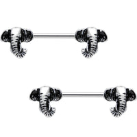 14G 5/8 Elephant Trunk Barbell Nipple Ring Set