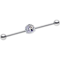 14G Iridescent Ornate Budding Tree Industrial Barbell 38mm