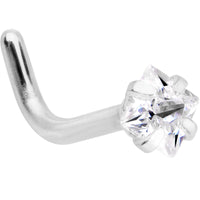18G 1/4 Clear Square 2.5mm CZ Gem Steel L-Shape Nose Ring